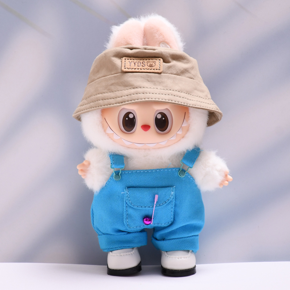 3-Piece Set for 17cm/6.69inch Labubu Dolls – Hat, Overalls, White Shoes – No Doll Included – Available in 7 Colors