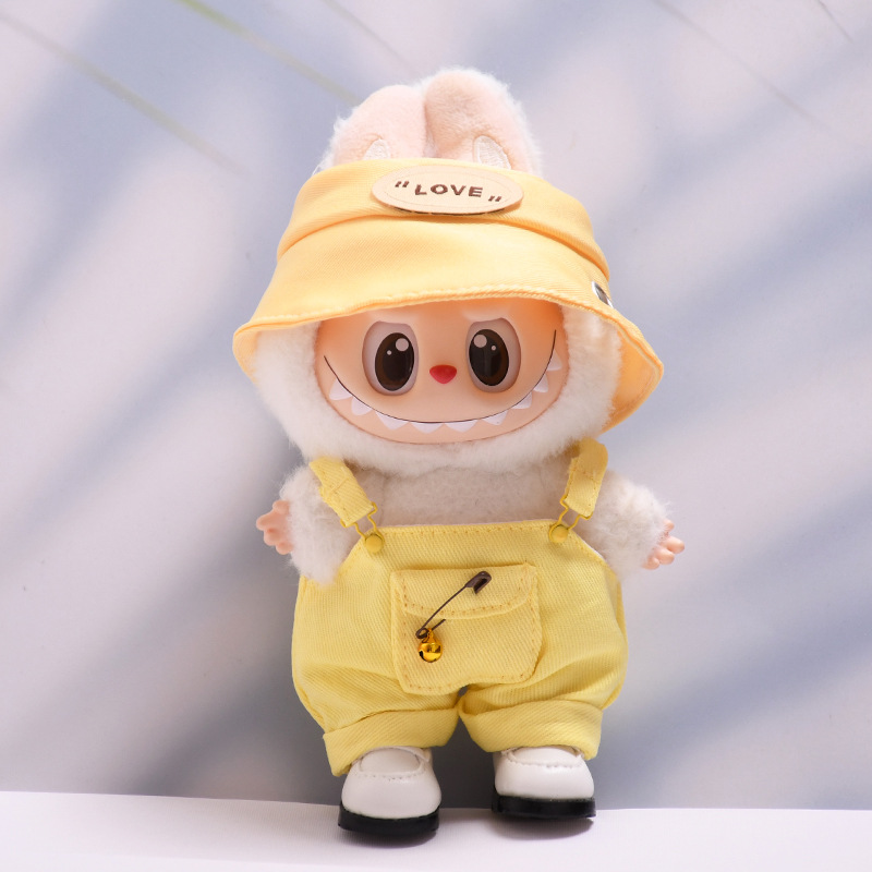 3-Piece Set for 17cm/6.69inch Labubu Dolls – Hat, Overalls, White Shoes – No Doll Included – Available in 7 Colors