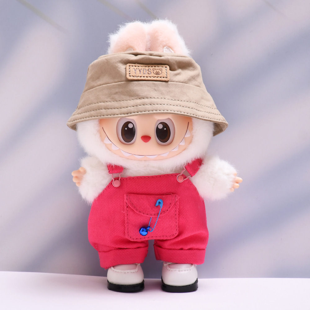 3-Piece Set for 17cm/6.69inch Labubu Dolls – Hat, Overalls, White Shoes – No Doll Included – Available in 7 Colors