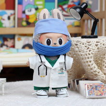 5-Piece Doctor Outfit Set for 17cm Labubu Doll – Medical Roleplay Costume with Hat, Mask, Coat, Stethoscope & Shoes