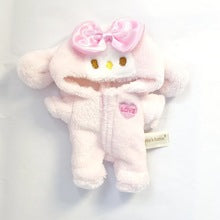 Labubu Plush Bunny Onesie – Pink 1-Piece Fleece Romper for 17cm/6.69inch Dolls with Bow & “LOVE” Patch