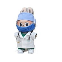 5-Piece Doctor Outfit Set for 17cm Labubu Doll – Medical Roleplay Costume with Hat, Mask, Coat, Stethoscope & Shoes