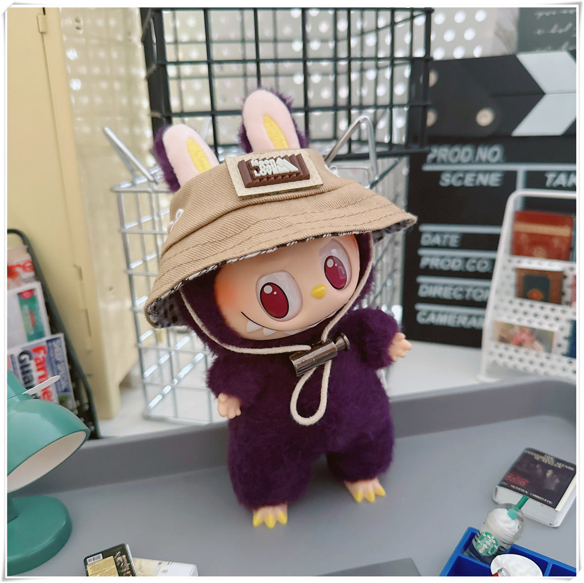 4-Piece Doll Outfit Set – 17cm、6.69inch Labubu Clothes with Hoodie, Denim Overalls, Hat & Shoes