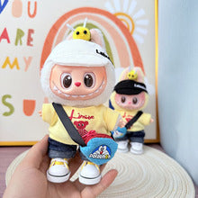 Labubu 5-Piece Honeybee Streetwear Set – Cute Cartoon Outfit with Cap, Top, Bag & Shoes for 17cm/6.69inch Dolls