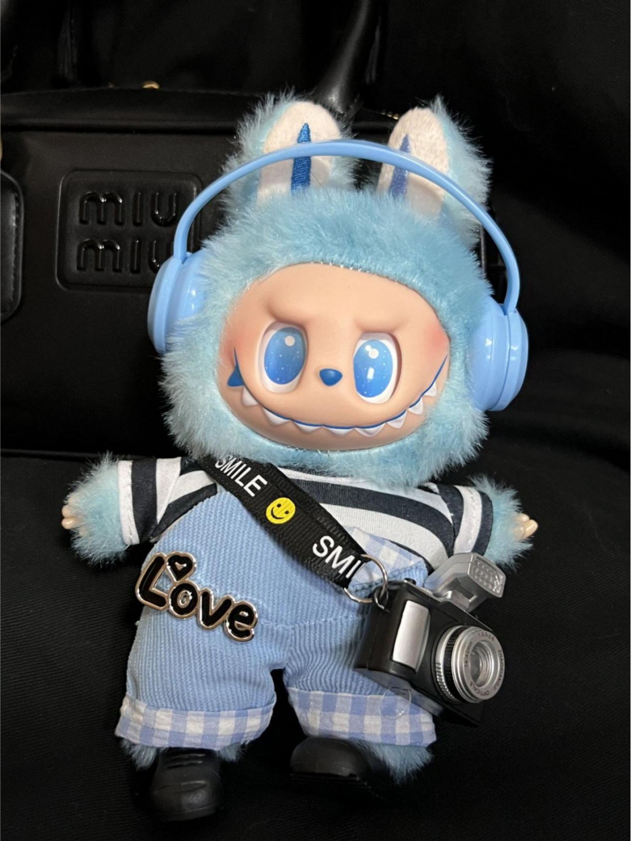 5-Piece Labubu Doll Outfit – 17cm/6.69inch Casual Overalls Set with Camera Bag & Accessories (Doll Not Included)
