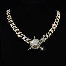 Full of diamonds, domineering exaggerated big shark necklace, hip-hop Cuban chain