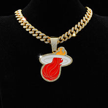 NBA Miami Heat Diamond-filled red dripping basketball team necklace hip hop Cuban chain