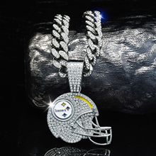 NFL ピッツバーグ・スティーラーズ フルダイヤモンド NFL ボールキャップネックレス ヒップホップ キューバンチェーン