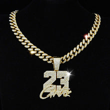 Full diamond number 23 necklace hip hop Cuban chain