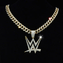 All-over diamond minimalist letter necklace Hip Hop Cuban chain