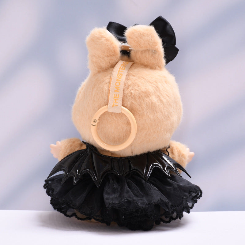 2-Piece Gothic Doll Outfit Set for 17cm/6.69inch Labubu – Black Dress + Bow Headband | Doll Not Included