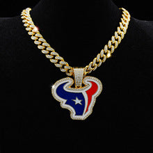 NFL Houston Texans Red and blue dripping oil NFL football team necklace hip hop Cuban chain