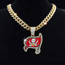 NFL Tampa Bay Buccaneers Full Diamond Pirate Football Team Necklace Hip Hop Cuban Chain