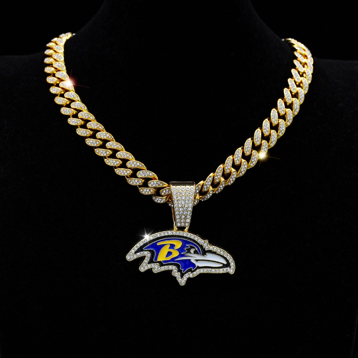 NFL ボルチモア レイブンズ ヘッド NFL チーム ヒップホップ ネックレス ヒップホップ キューバン チェーン