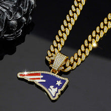 NFL New England Patriots Full Diamond Rugby Team Necklace Hip Hop Cuban Chain