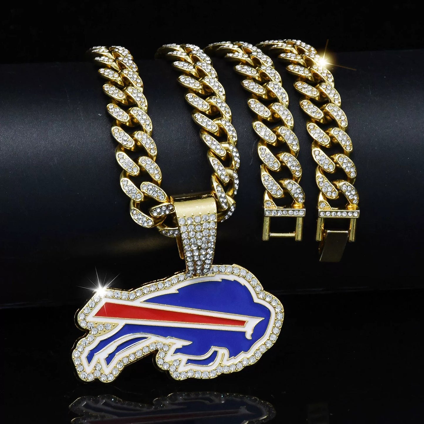 NFL Buffalo Bills Dripping Rugby Team Necklace Hip Hop Cuban Chain