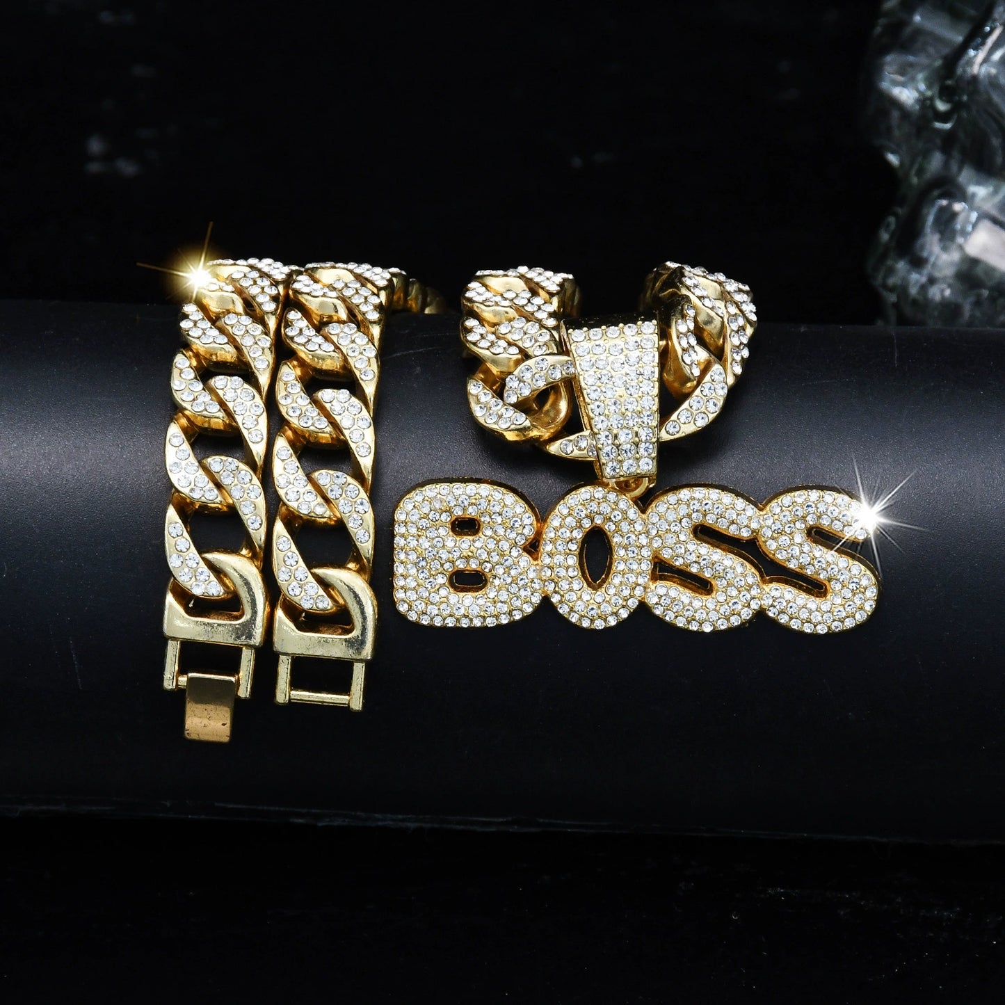 BOSS letter necklace hip hop Cuban chain