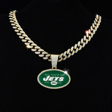 NFL New York Jets Round JETS Rugby Team Necklace Hip Hop Cuban Chain