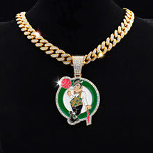 NBA Boston Celtics Full of diamonds, portrait basketball team necklace, hip-hop Cuban chain