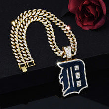 Full of diamonds blue baseball team necklace Hip Hop Cuban chain