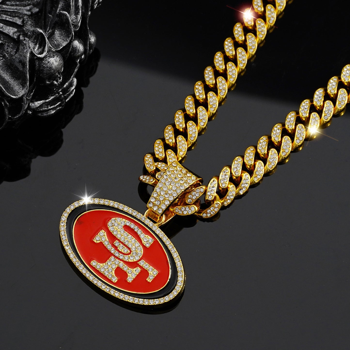 NFL San Francisco 49ers 49 Steelers Rugby Team Necklace Hip Hop Cuban Chain