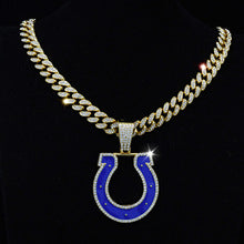 NFL Indianapolis Colts Full diamond blue dripping oil rugby team necklace hip hop Cuban chain