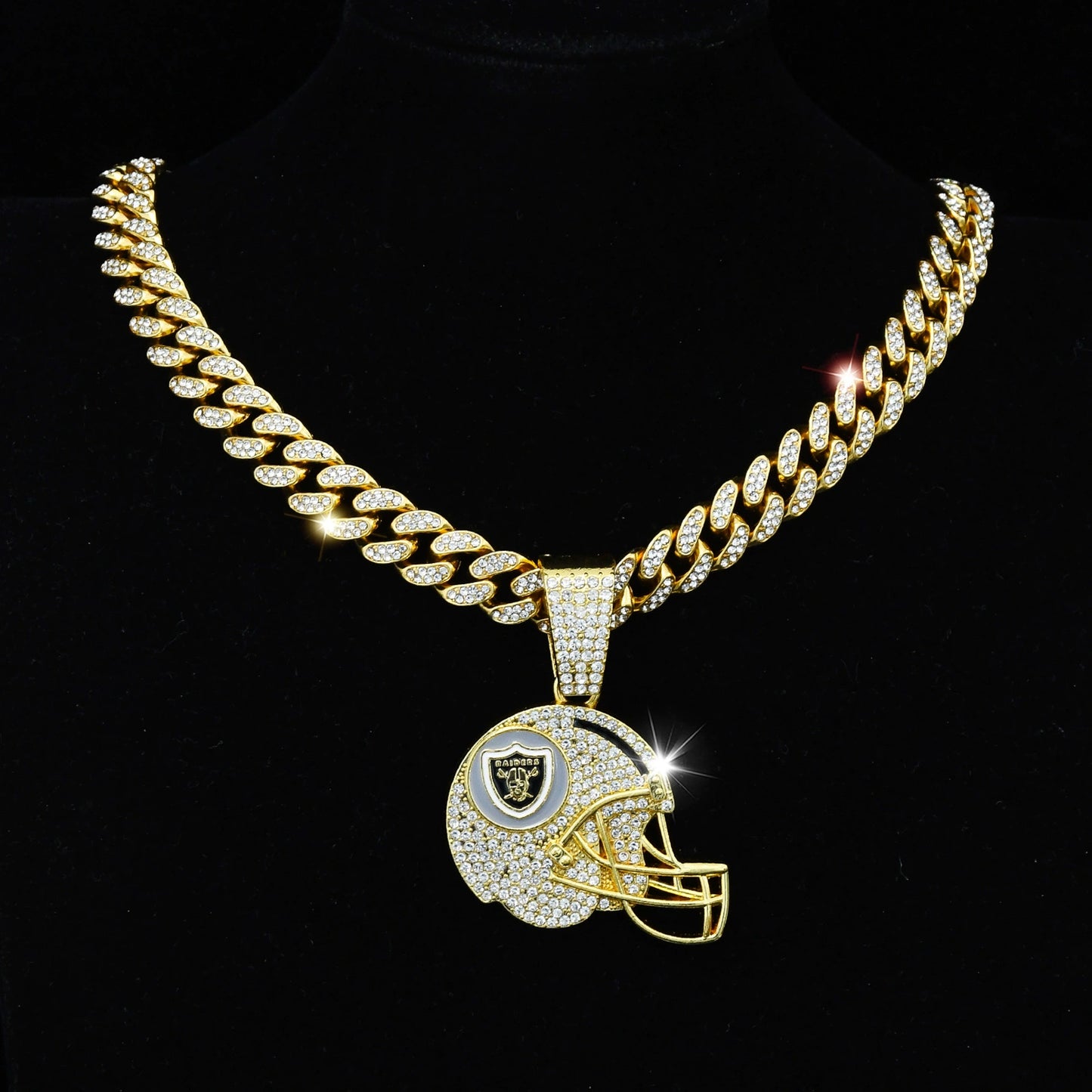 NFL Oakland Raiders Helmet Raiders Rugby Team Chain Hip Hop Cuban Chain
