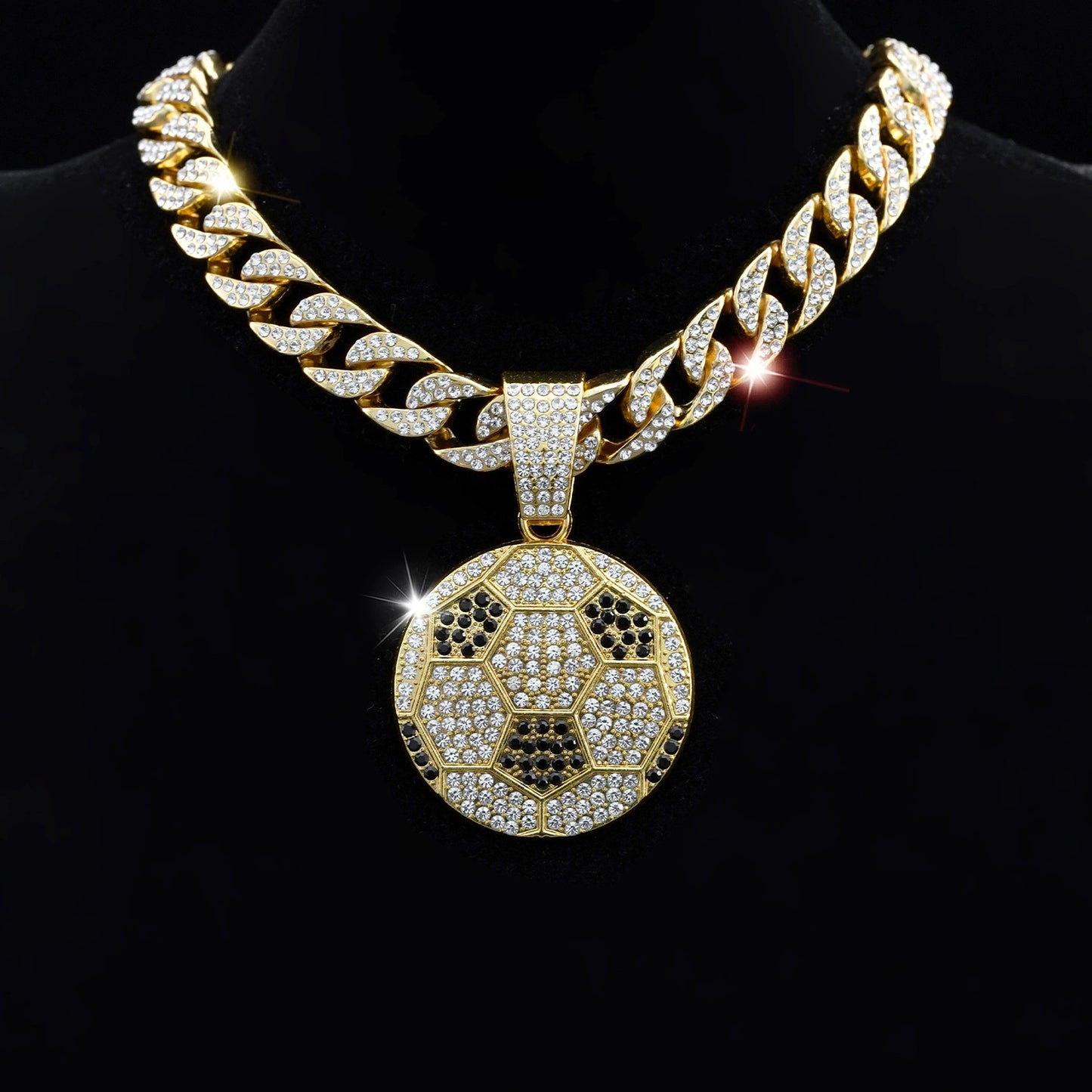 Full diamond football pendant necklace hip hop Cuban chain