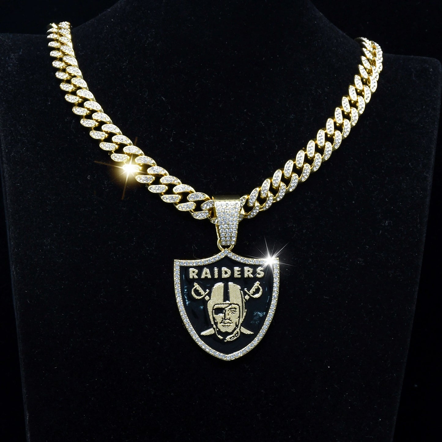 NFL Oakland Raiders Rugby team necklace hip hop Cuban chain