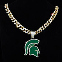Full diamond green basketball necklace Hip Hop Cuban chain