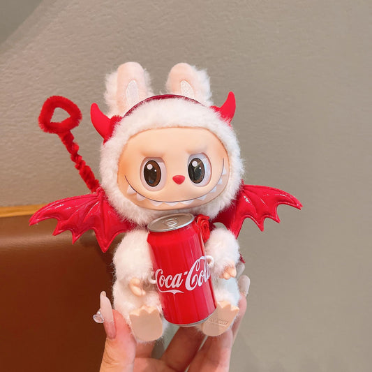 2-Piece Red Devil Wings & Headband Set for 17cm/6.69inch Labubu Doll – Costume Accessories Only, Doll Not Included
