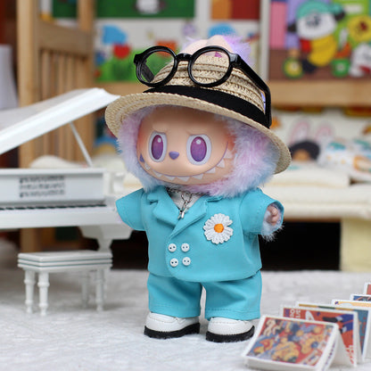 K-pop Style Labubu Doll Clothes - Lucky Charm Pendant Outfit with Daisy, Fits Gen 1/3 (17cm/6.69inch), Heartfelt Macaron Design - 1 Piece