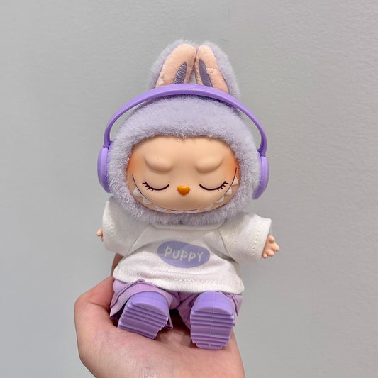 4-Piece Music Bunny Outfit Set for 17cm ALULU Doll – Includes Headphones, Bunny Hoodie, Pants & Sneakers (3 Color Options, Doll Not Included)