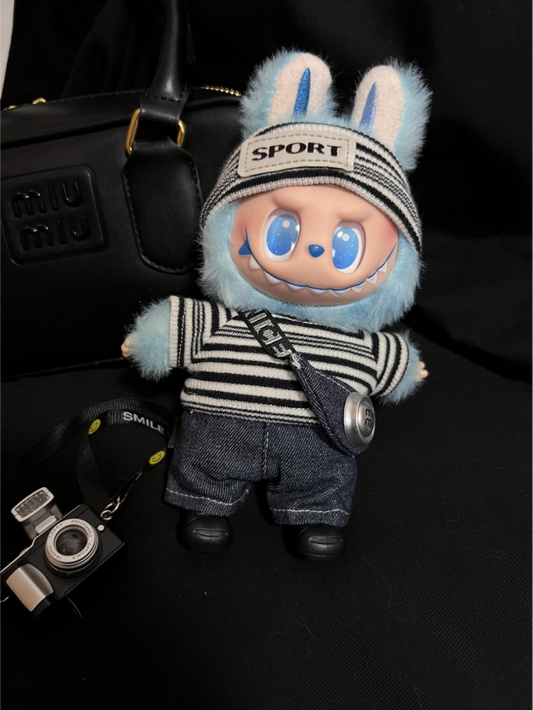 5 Piece HipHop Streetwear Outfit for 17 cm Labubu Dolls – Fashionable Doll Clothes Set (Doll Not Included)