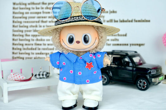 2-Piece Summer Outfit Set for 6.69in LaBuBu – Polka Dot Shirt & Casual Pants for Vacation Vibes (No Doll Included)