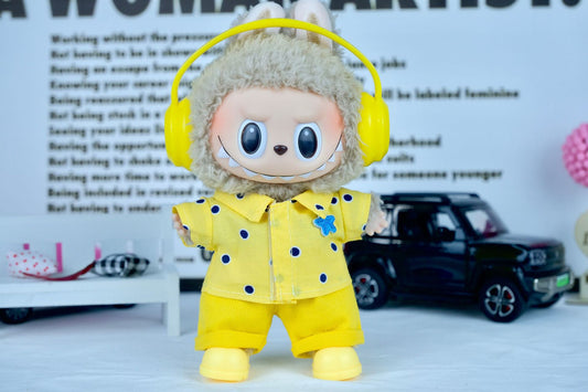 2-Piece Yellow Polka Dot Outfit for 6.69in LaBBu – Summer Shirt & Pants Set for Bright Doll Styling (No Doll Included)