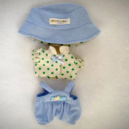 Labubu 5-Piece Toy Streetwear Set – Cute Doll Outfit with Hat, Printed Shirt, Overalls & Charm Accessories for 17cm/6.69inch Dolls