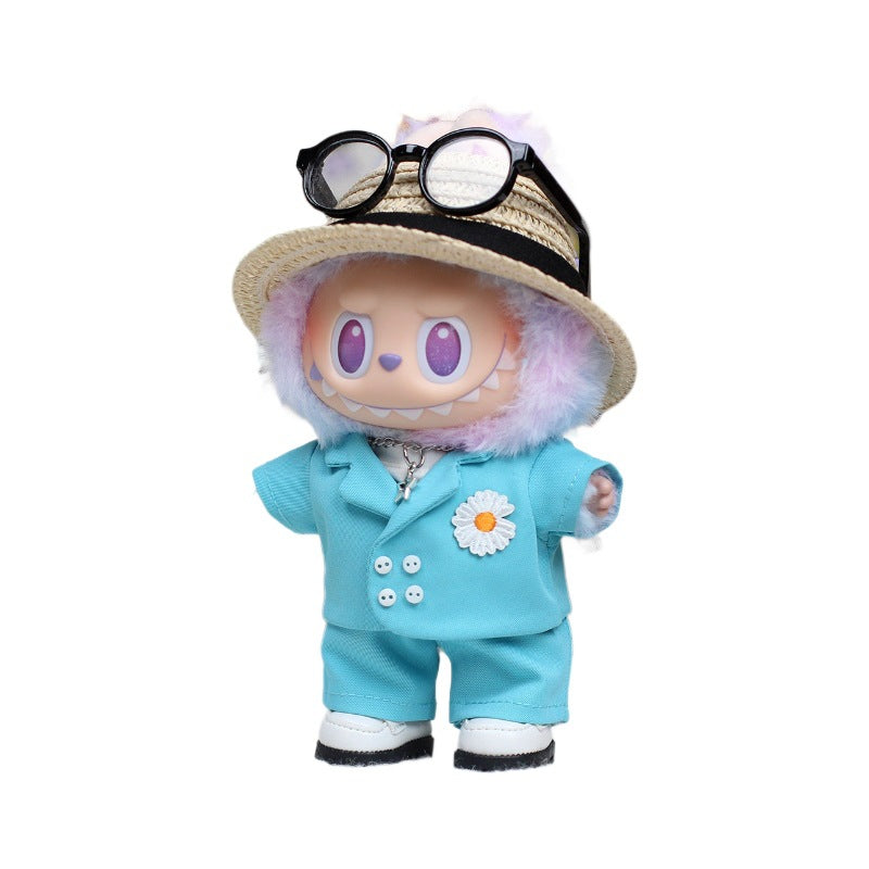 K-pop Style Labubu Doll Clothes - Lucky Charm Pendant Outfit with Daisy, Fits Gen 1/3 (17cm/6.69inch), Heartfelt Macaron Design - 1 Piece