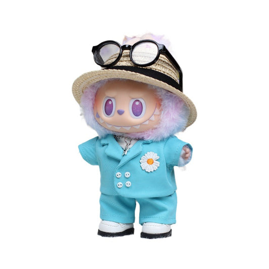 K-pop Style Labubu Doll Clothes - Lucky Charm Pendant Outfit with Daisy, Fits Gen 1/3 (17cm/6.69inch), Heartfelt Macaron Design - 1 Piece