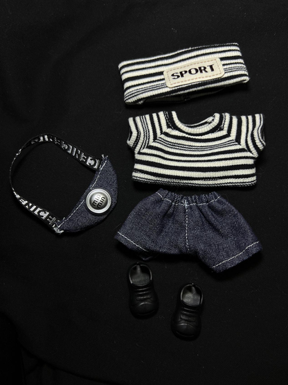5 Piece HipHop Streetwear Outfit for 17 cm Labubu Dolls – Fashionable Doll Clothes Set (Doll Not Included)