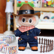 4-Piece Cowboy Outfit Set for 17cm/6.69inch Labubu Doll – Western Style Hat, Jacket, Pants & Shoes