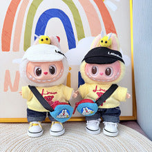 Labubu 5-Piece Honeybee Streetwear Set – Cute Cartoon Outfit with Cap, Top, Bag & Shoes for 17cm/6.69inch Dolls