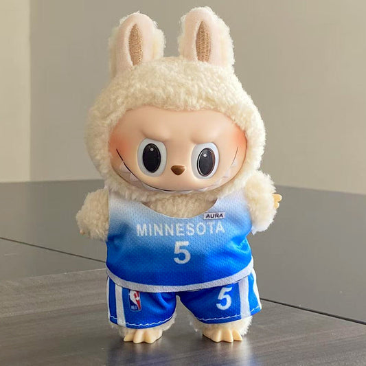 2-Piece Minnesota No.5 Basketball Doll Outfit Set – Blue Gradient Jersey and Shorts for 17cm Dolls (Doll Not Included)