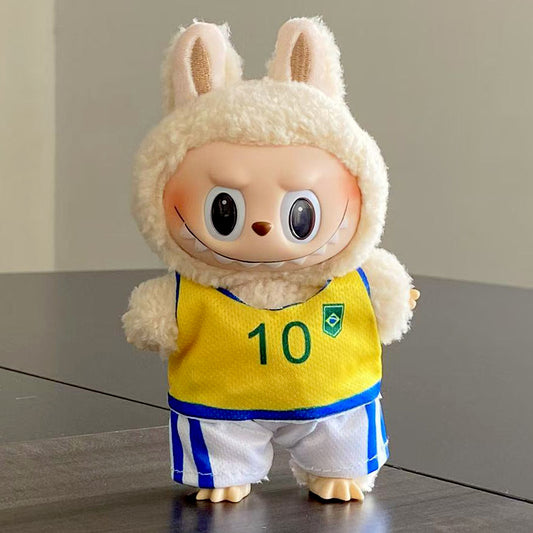 2-Piece Brazil No.10 Soccer Doll Outfit Set – Yellow Jersey and White Shorts with Blue Stripes for 17cm Dolls (Doll Not Included)