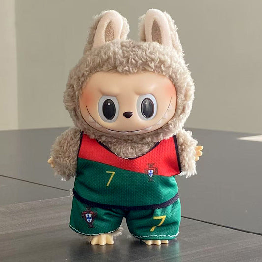 2-Piece Portugal No.7 Soccer Doll Outfit Set – Red & Green Jersey and Shorts for 17cm Dolls (Doll Not Included)