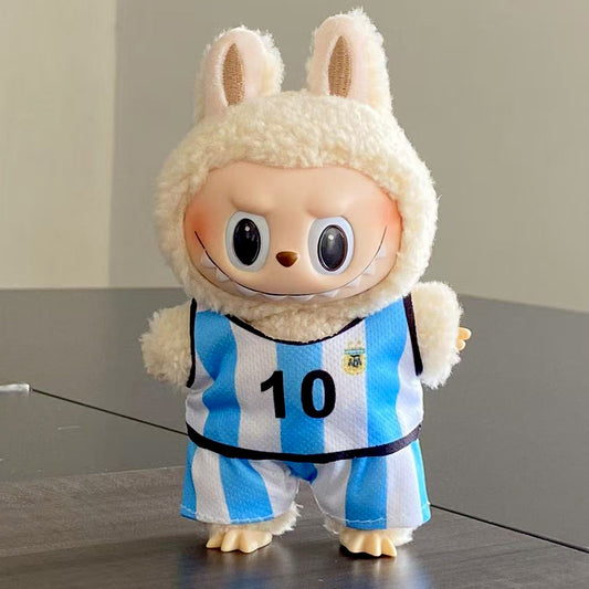 2-Piece Argentina No.10 Soccer Doll Outfit Set – Blue & White Striped Jersey and Shorts for 17cm Dolls (Doll Not Included)