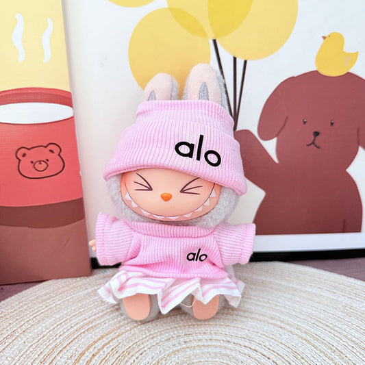 Doll Clothing Set – Pink Knit Top with Matching Beanie and Striped Skirt for Casual Styling – 3-Piece Outfit (Doll Not Included)