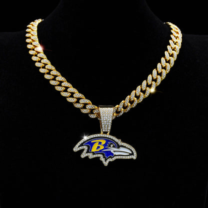 NFL ボルチモア レイブンズ ヘッド NFL チーム ヒップホップ ネックレス ヒップホップ キューバン チェーン