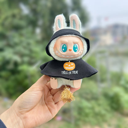 2-Piece Halloween Costume Set for 17cm/6.69inch Labubu Doll – Trick or Treat Cloak + Mini Broom (Doll Not Included)