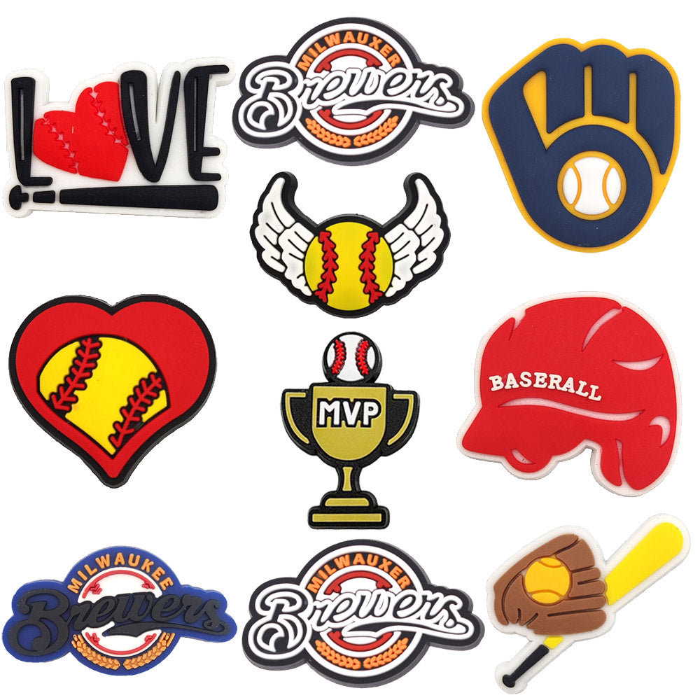 Sports Shoe Charms Jibbitz MLB baseball Decoration Charms for Croc Clog Sandals for Party Favor Gifts Birthday for Boys Girls Women Men Adults Teens Kids Cartoon Shoe Decoration Charms Sandals Decorations
